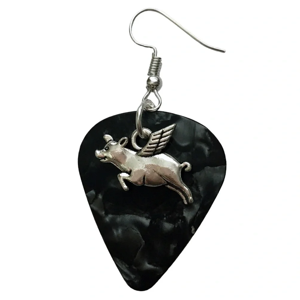 π
ΊHAND Crafted Drop Earrings When Pigs Fly Repurposed Guitar Picks - Picture 3 of 6